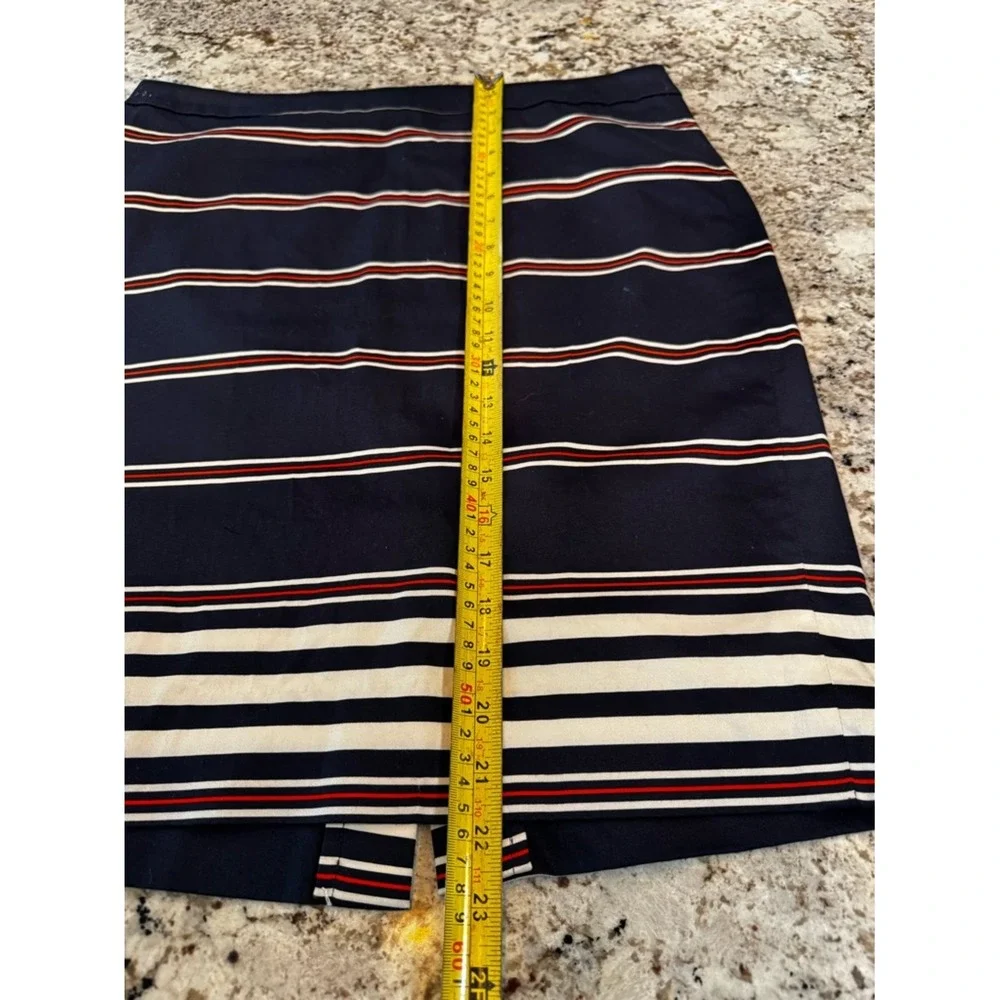J.‎ Crew Navy Pencil Skirt with Orange and White Stripes